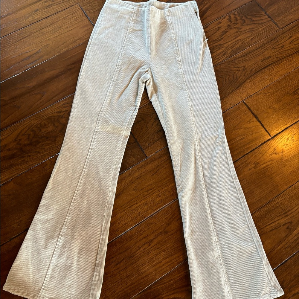 Mystree Cream Corduroy Flare Pants